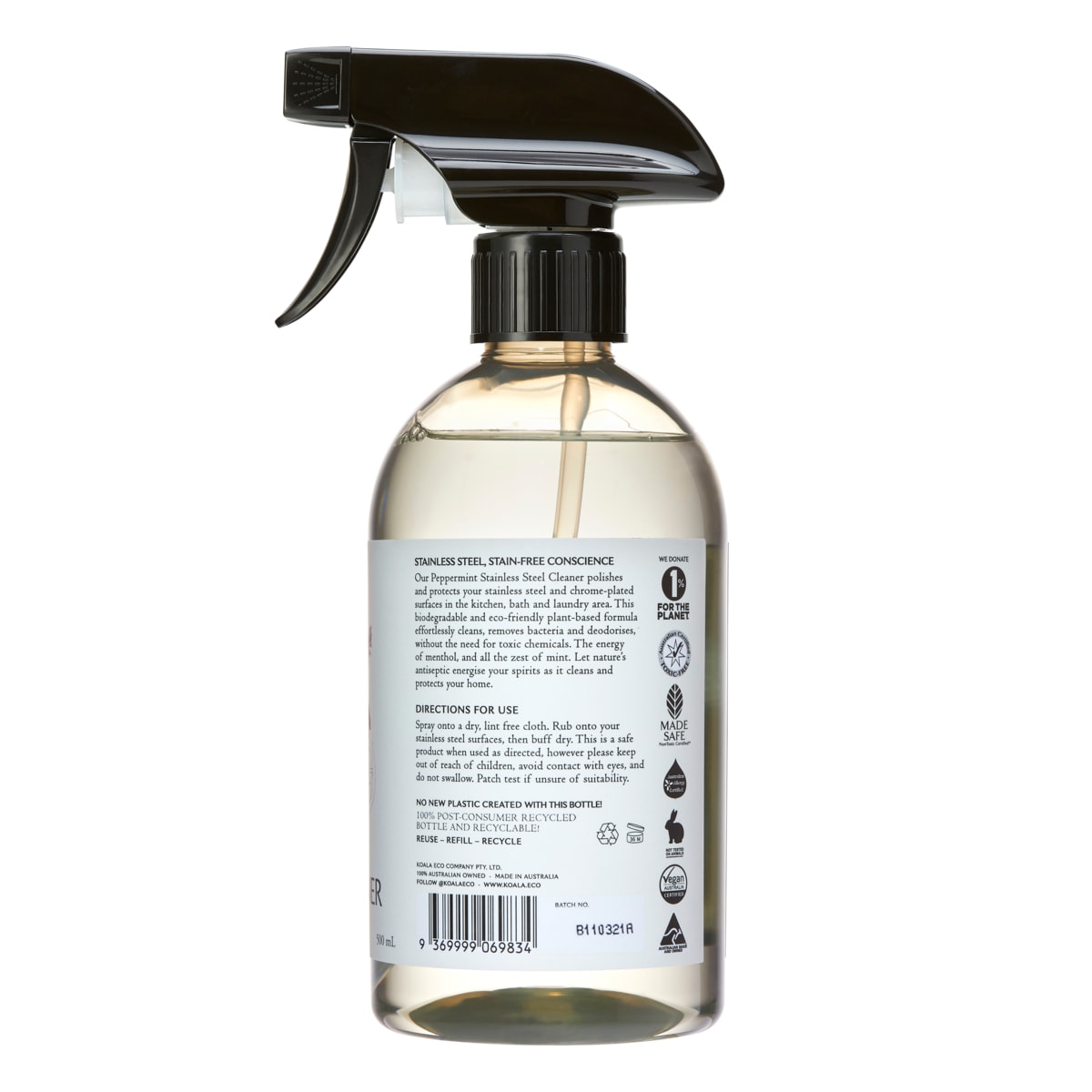 Koala Eco Stainless Steel & Chrome Cleaner Peppermint 500Ml