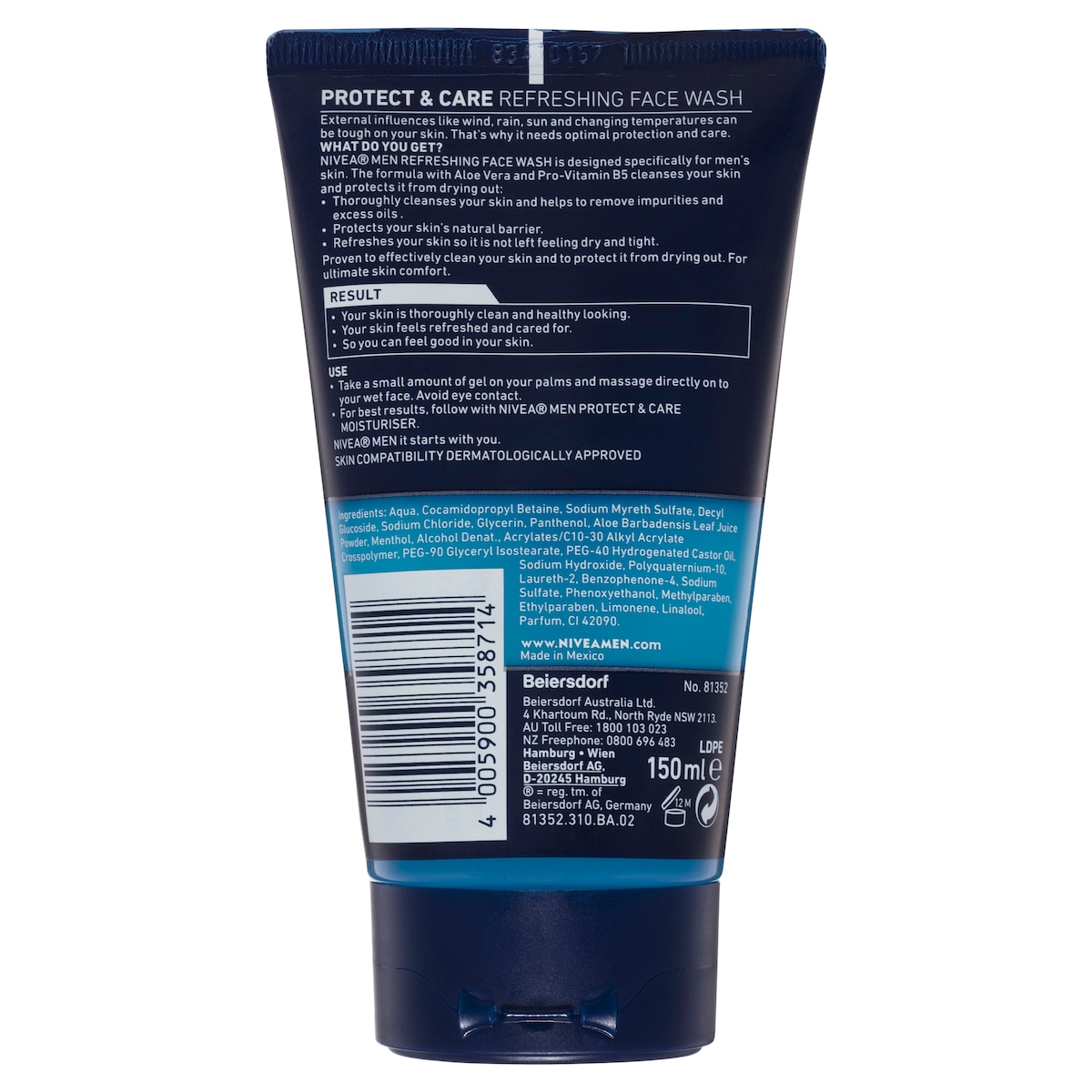 Nivea For Men Protect & Care Refreshing Face Wash 150Ml