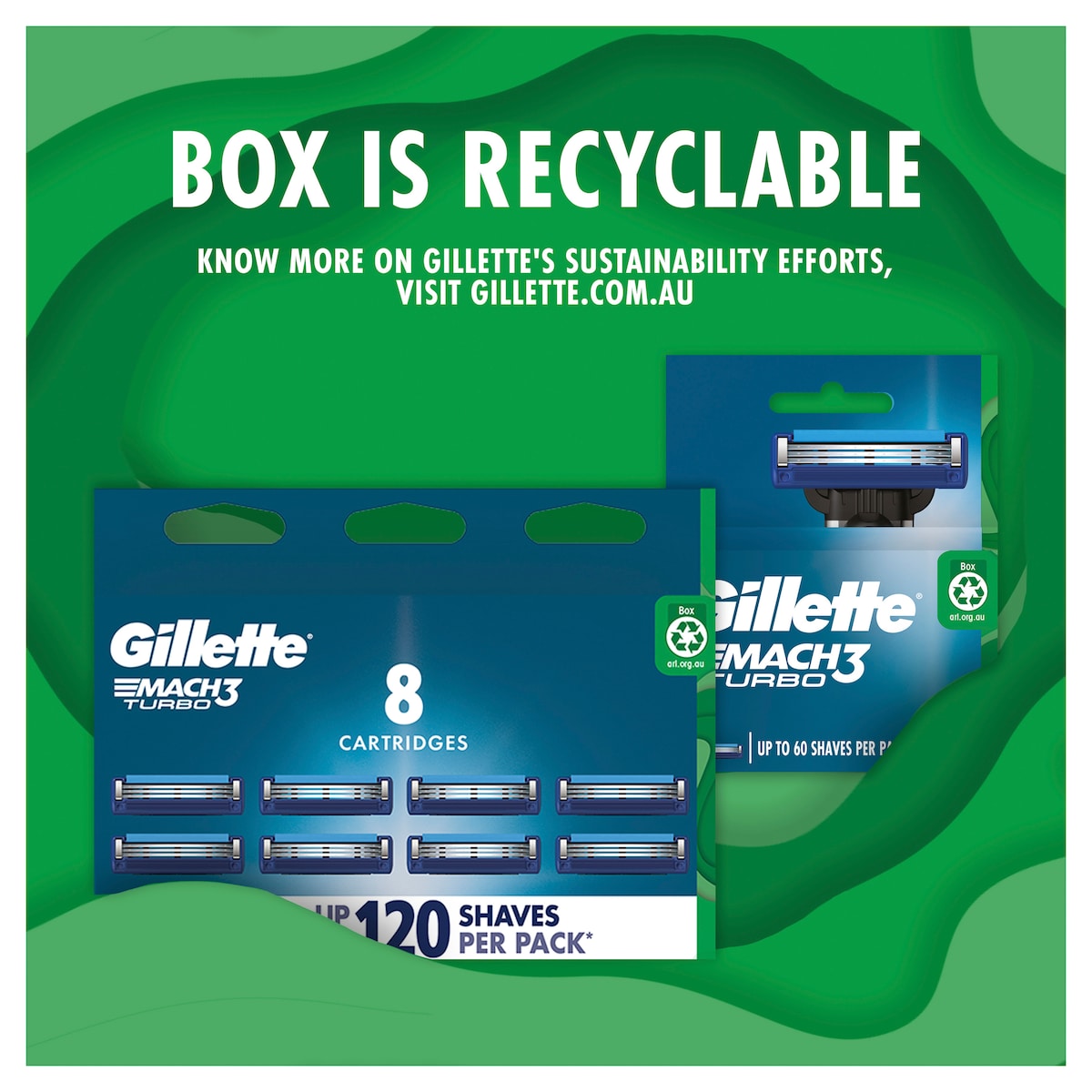 Gillette Mach3 Turbo Replacement Cartridges 4 Pack