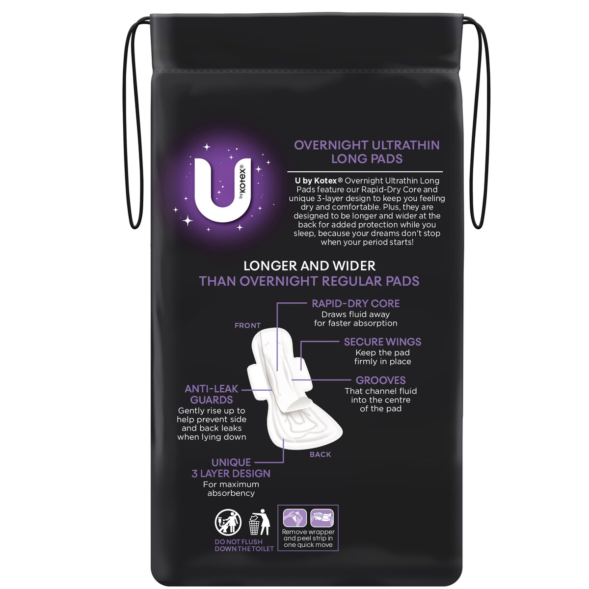 U By Kotex Ultrathins Overnight Long Wing Pads 8 Pack