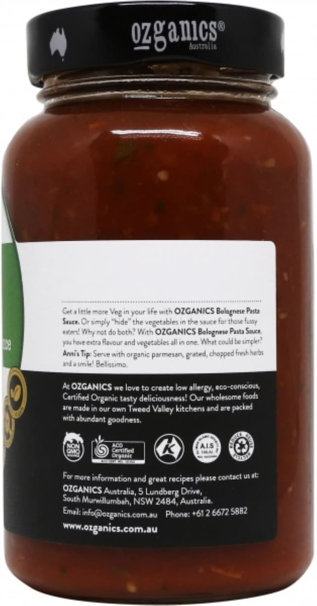 Ozganics Bolognese Pasta Sauce 500G