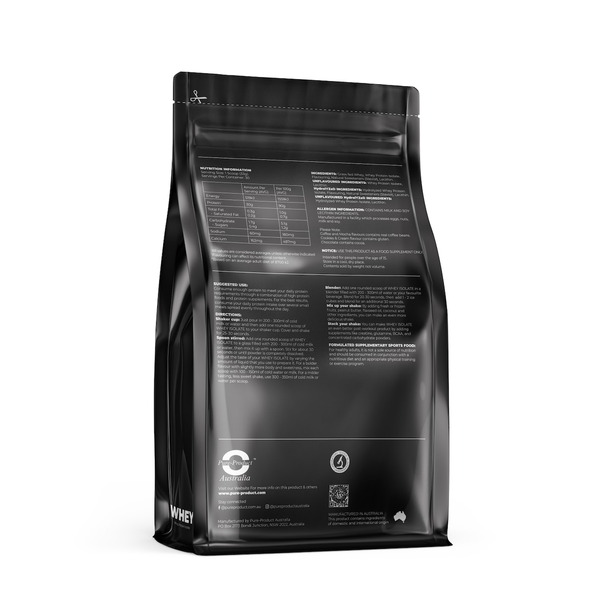 Pure Product Australia Whey Protein Isolate Chcolate 1Kg