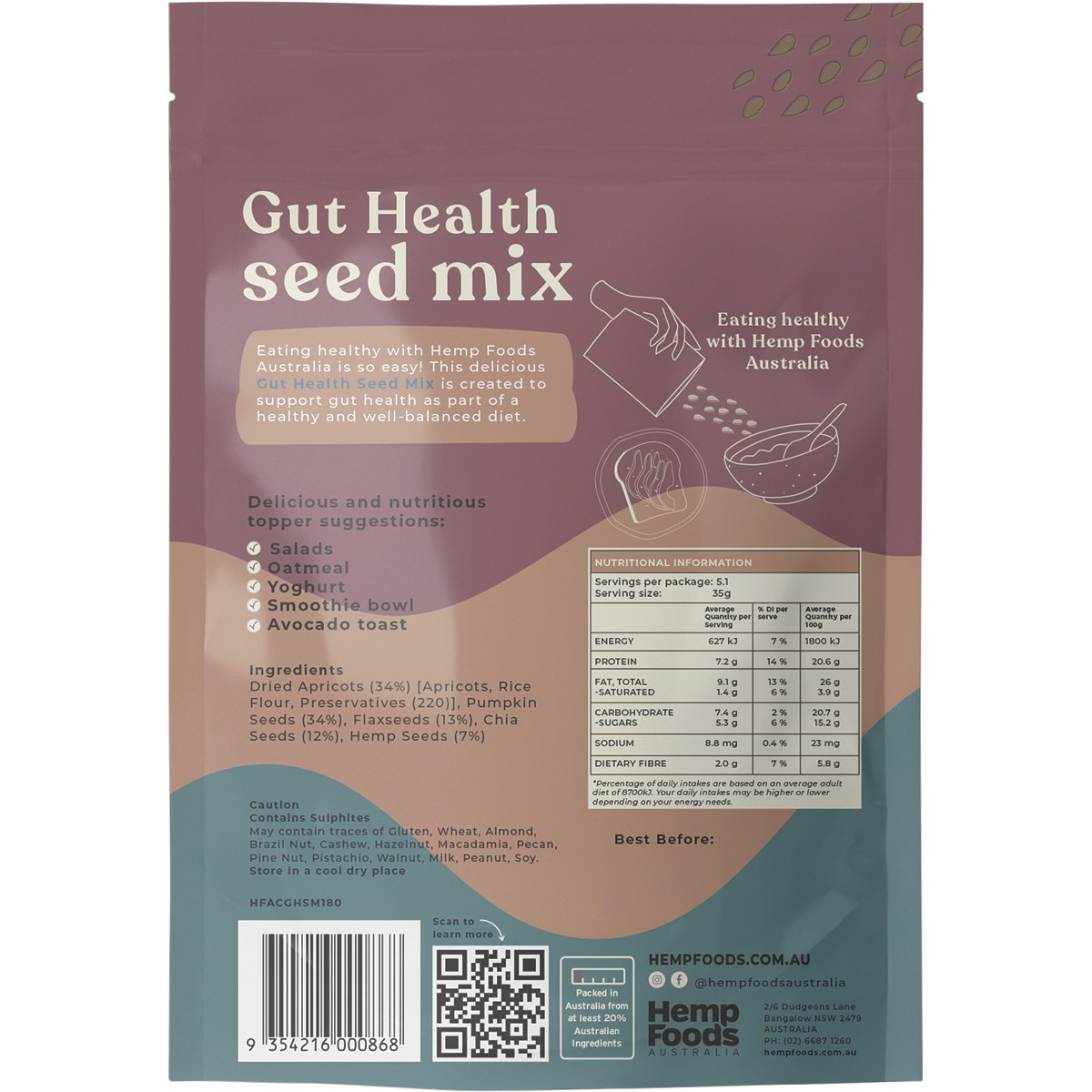 Hemp Foods Australia Gut Health Seed Mix 180G