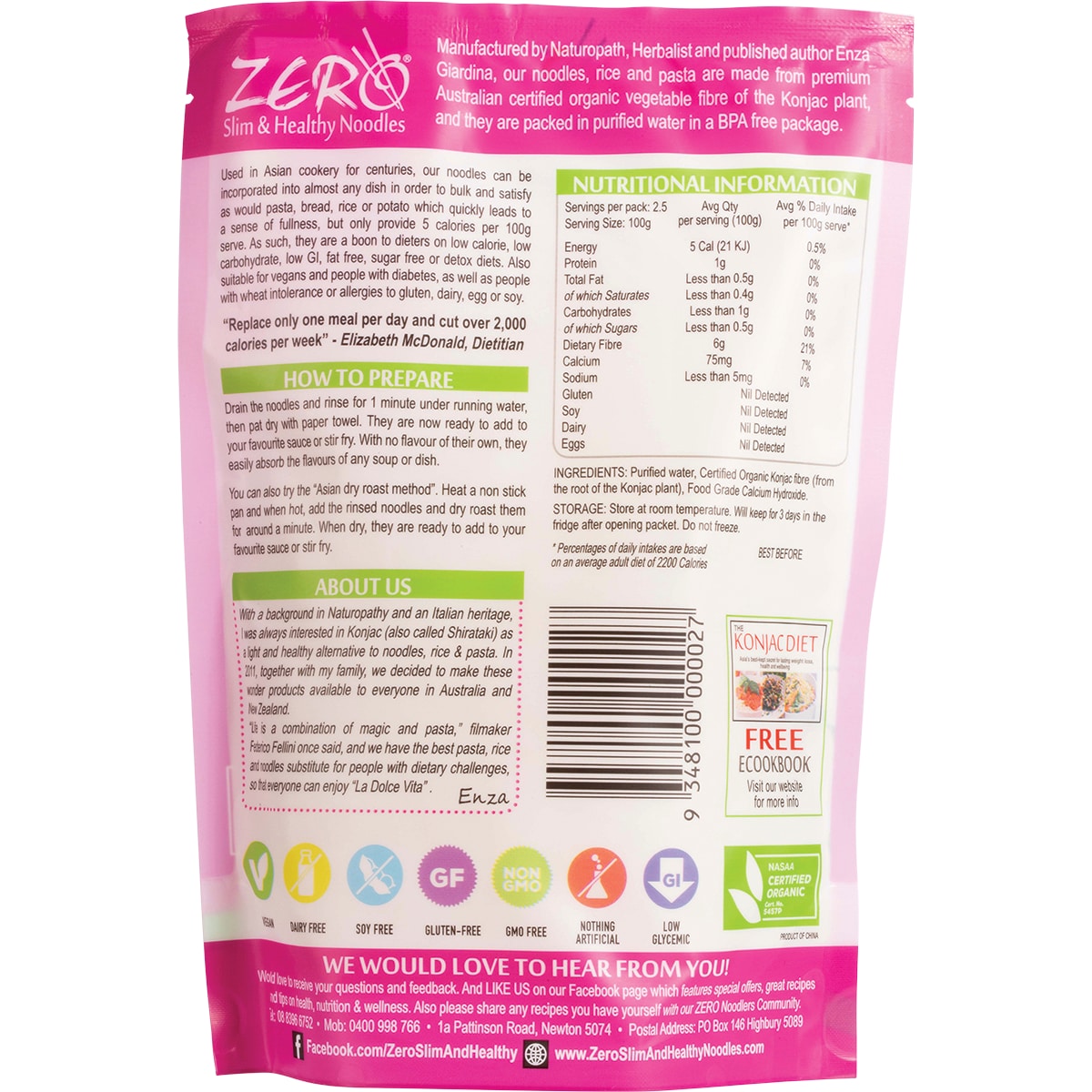 Zero Slim & Healthy Certified Organic Konjac Fettuccini Style 400G