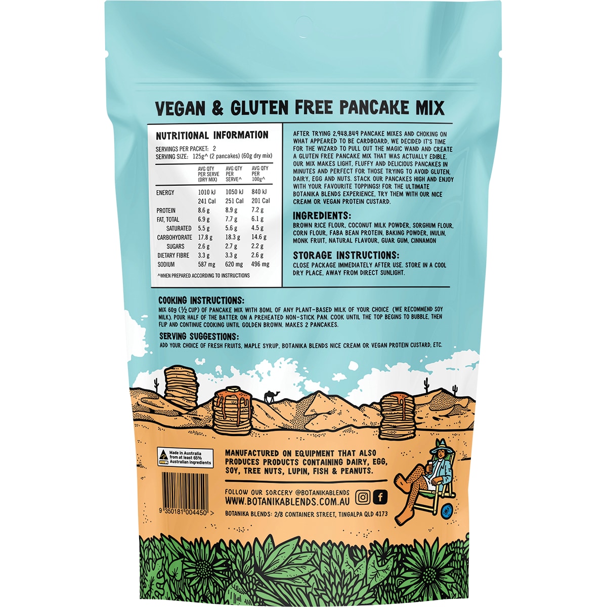 Botanika Blends Vegan & Gluten Free Pancake Mix Original 120G