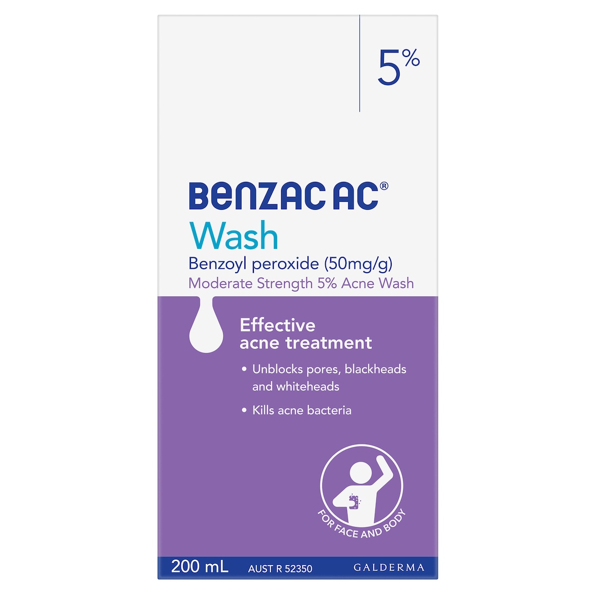 Benzac Ac Moderate Strength 5.0% Acne Wash 200Ml