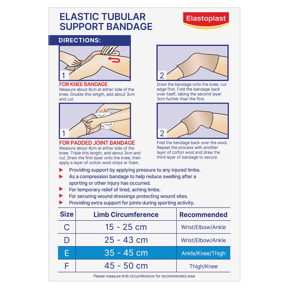 Elastoplast Elastic Tubular Support Bandage Size E 1M