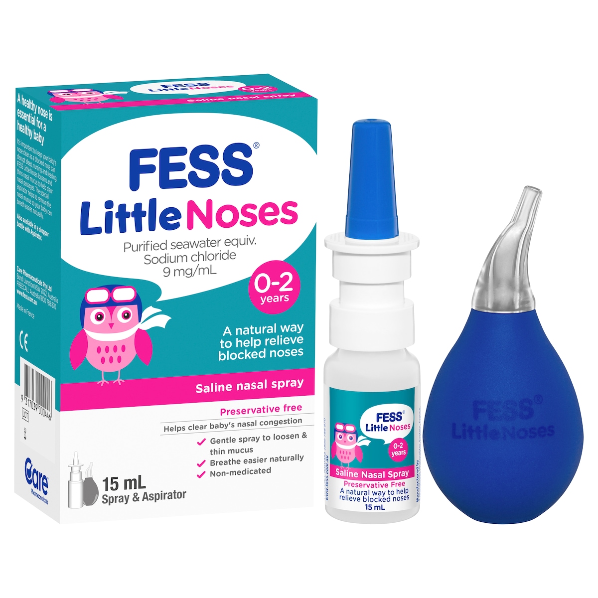 Fess Little Noses Saline Nasal Spray 15Ml + Aspirator