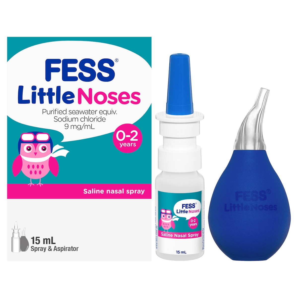 Fess Little Noses Saline Nasal Spray 15Ml + Aspirator