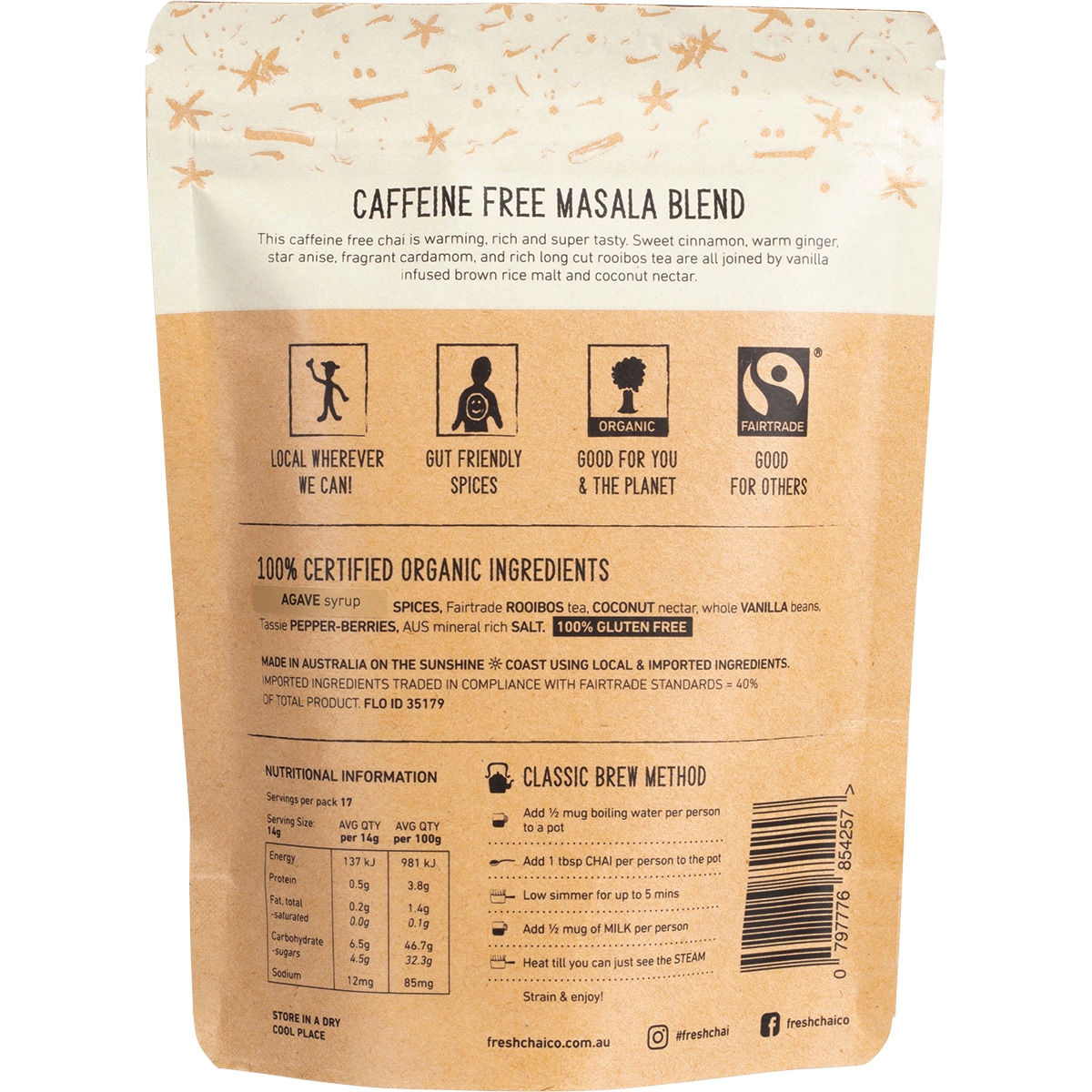 The Fresh Chai Co Vegan Caffeine Free Masala Blend 125G