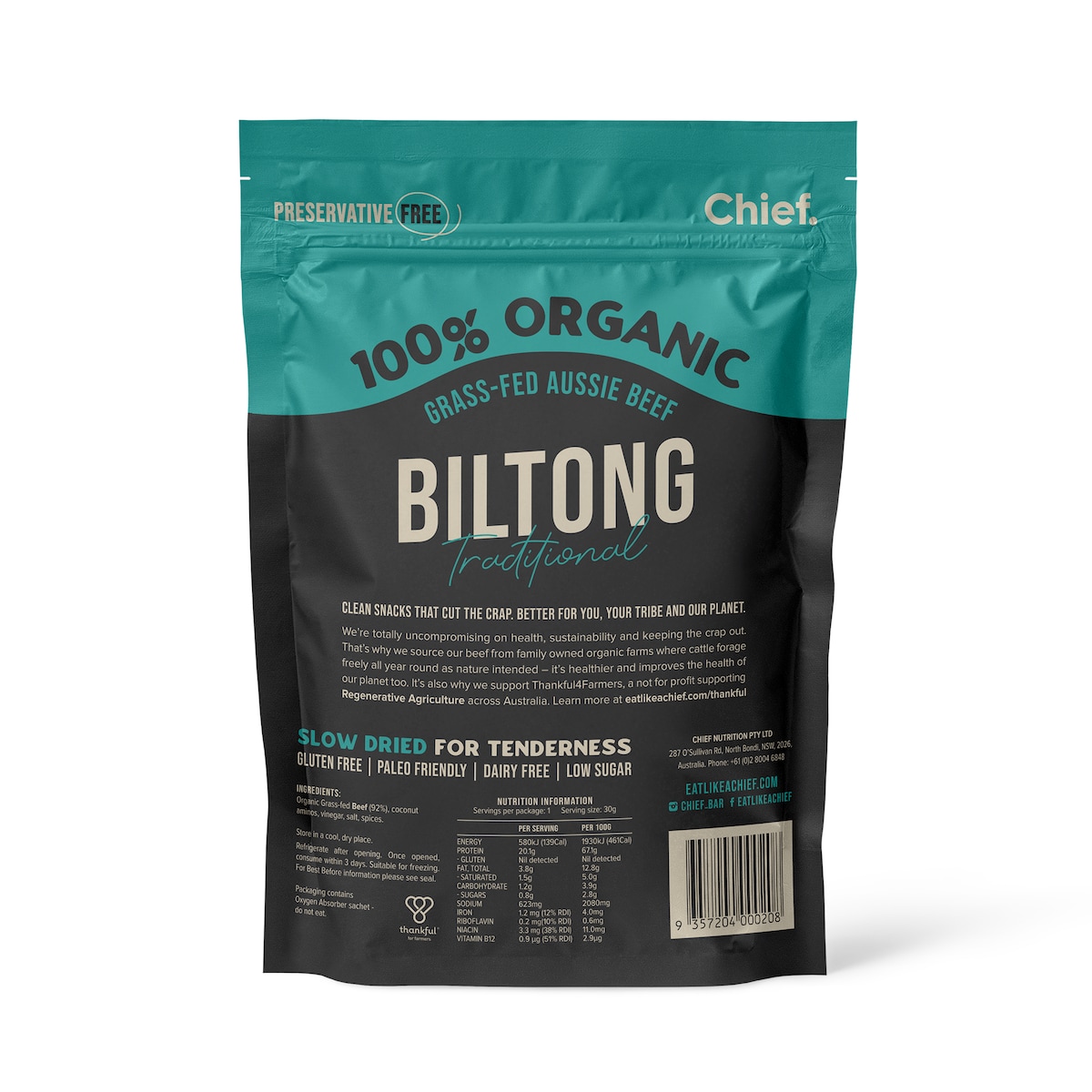 Chief Traditional Beef Biltong 30G