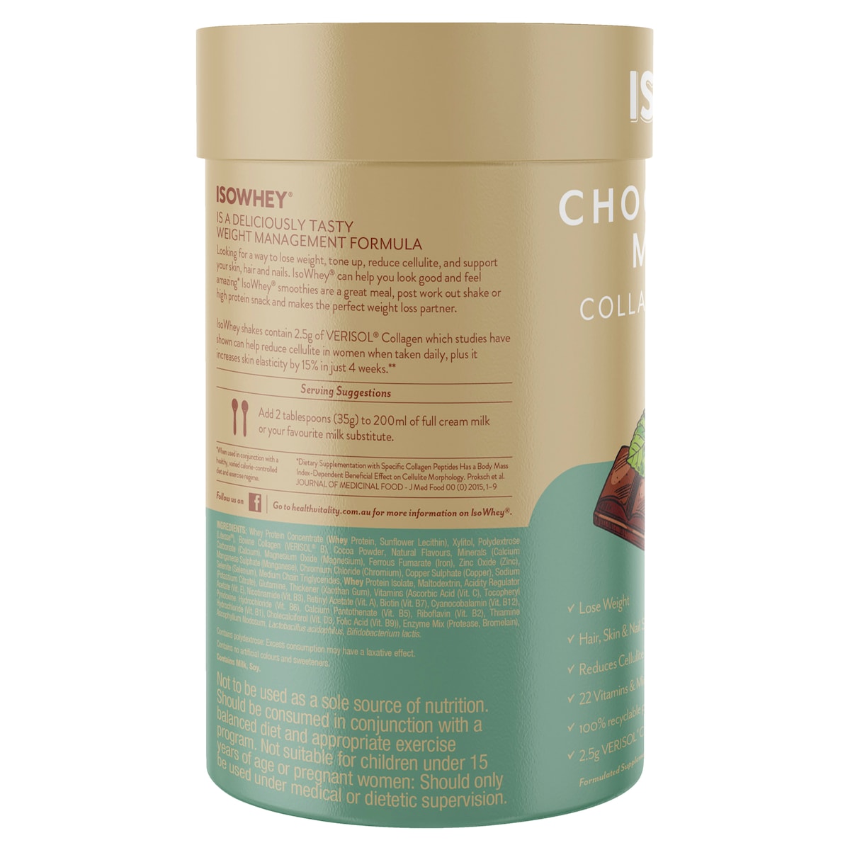 Isowhey Choc Mint Collagen Shake 490G