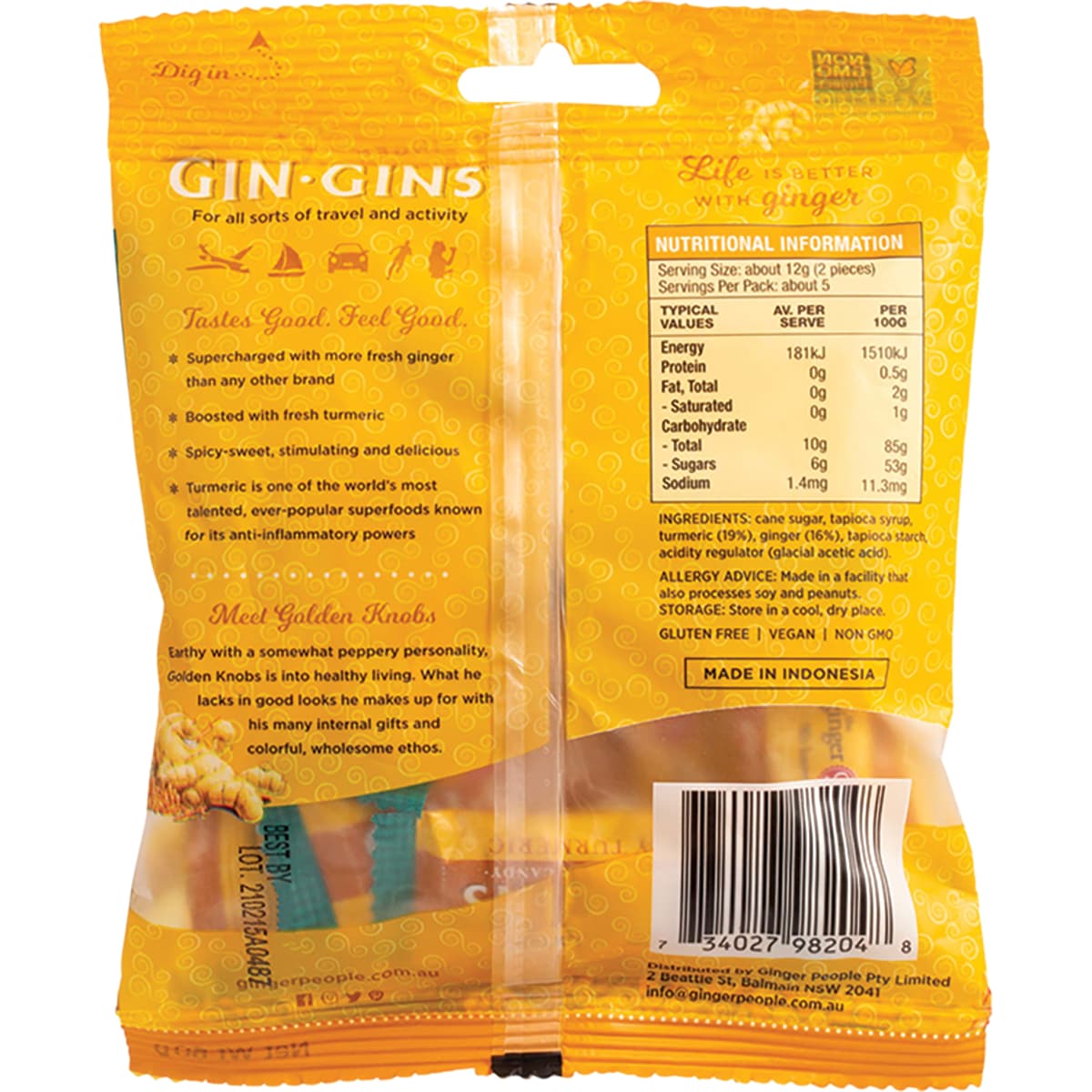 The Ginger People Gin Gins Spicy Turmeric Ginger Chews 60G