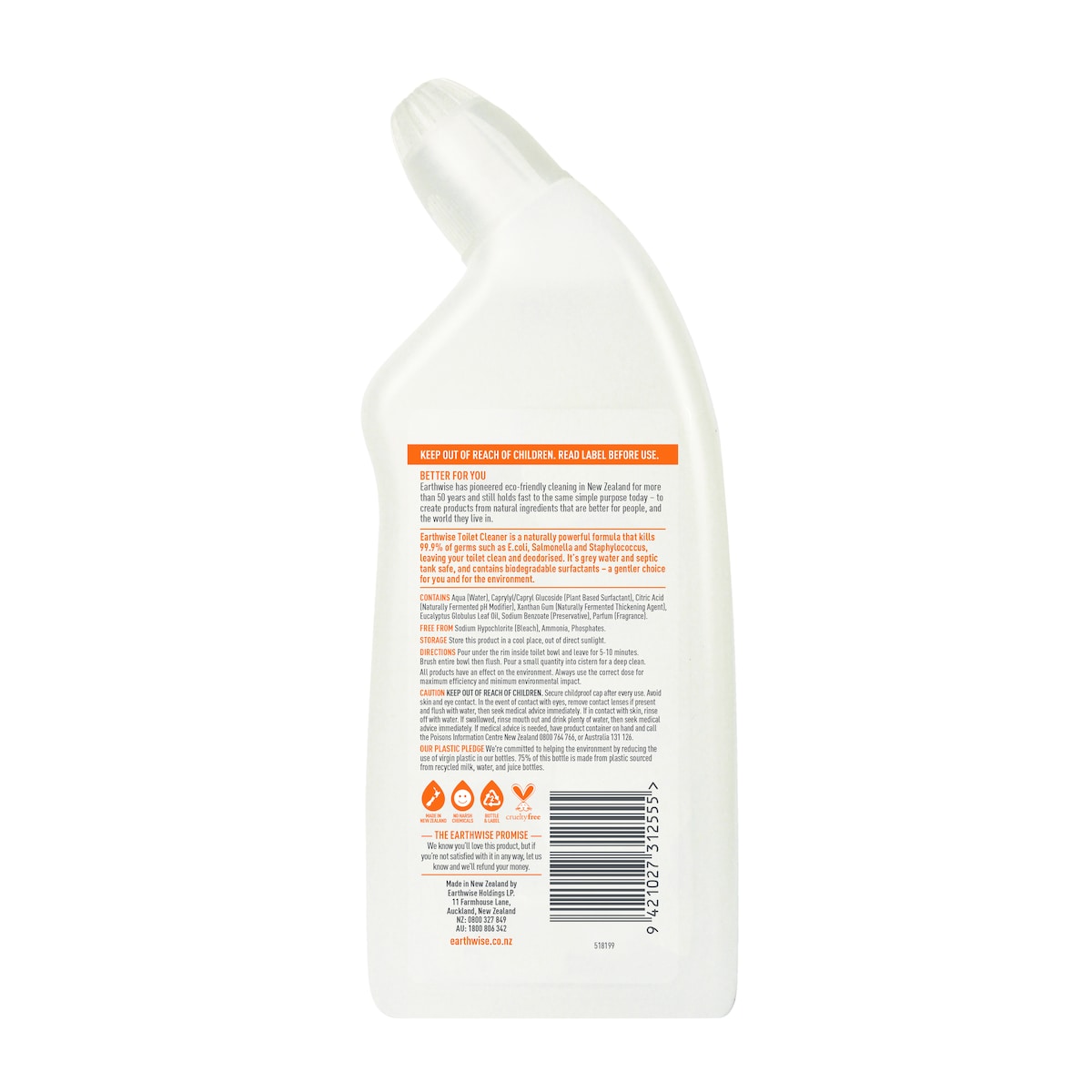 Earthwise Toilet Cleaner Orange & Eucalyptus 500Ml