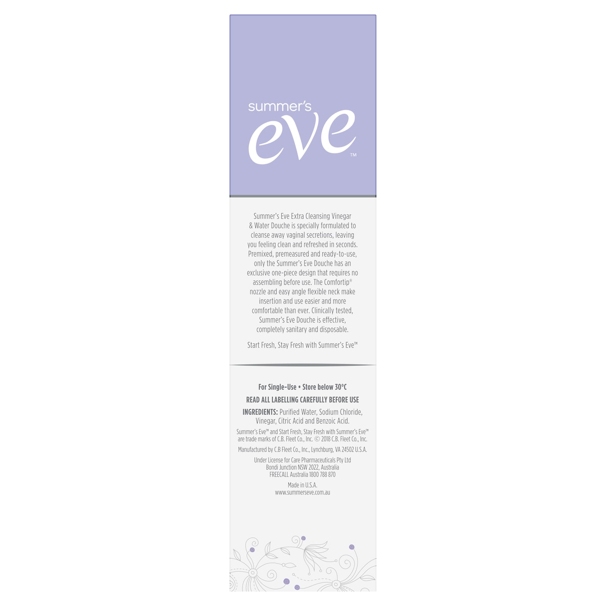 Summers Eve Extra Cleansing Douche With Vinegar & Water 133Ml