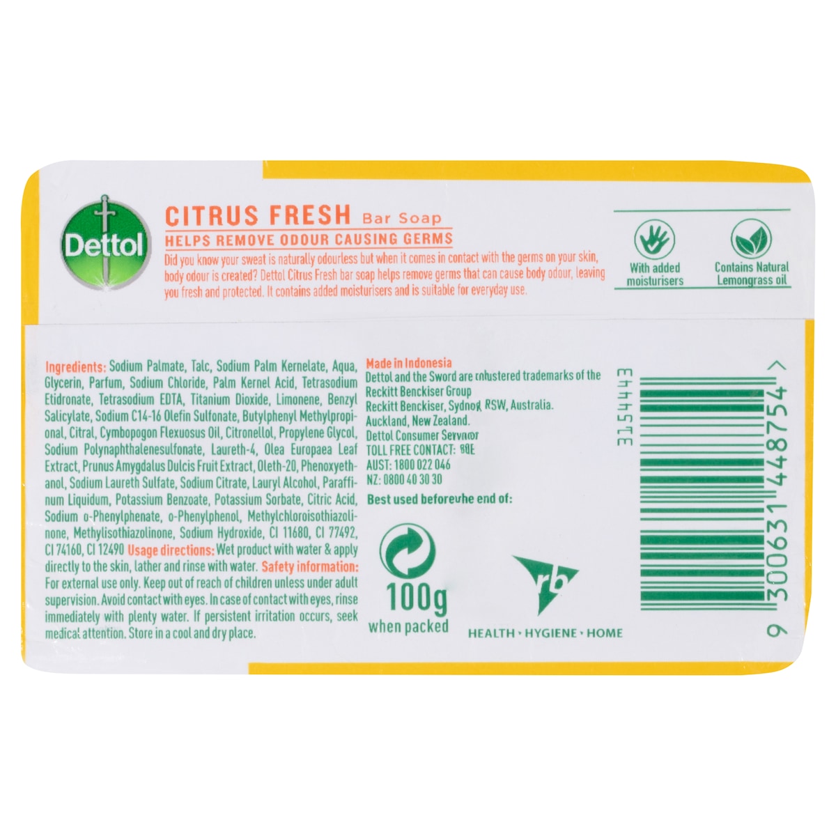 Dettol Citrus Fresh Bar Soap 3 X 100G