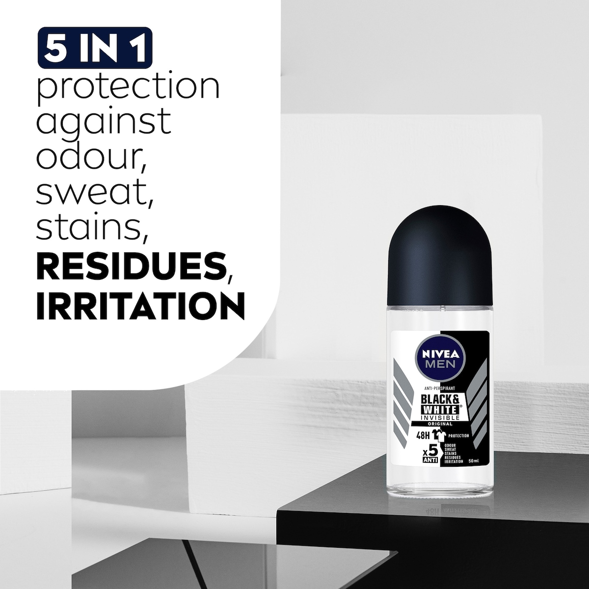 Nivea For Men Invisible Black & White Anti-Perspirant Roll-On Original 50Ml