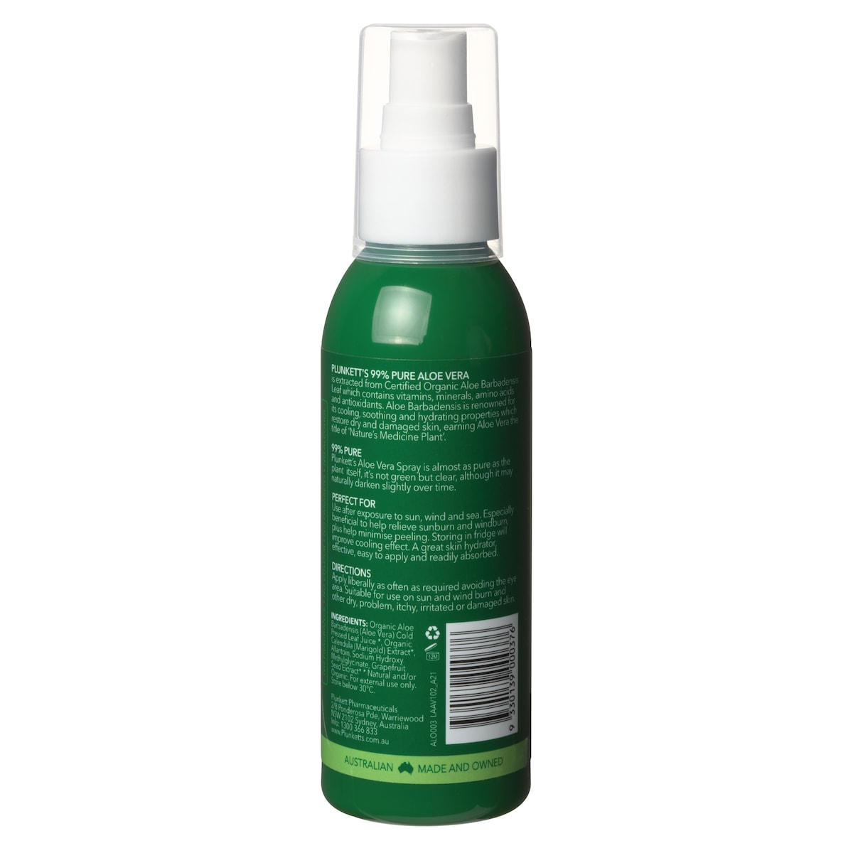 Plunketts 99% Pure Aloe Vera Cooling Spray 125Ml