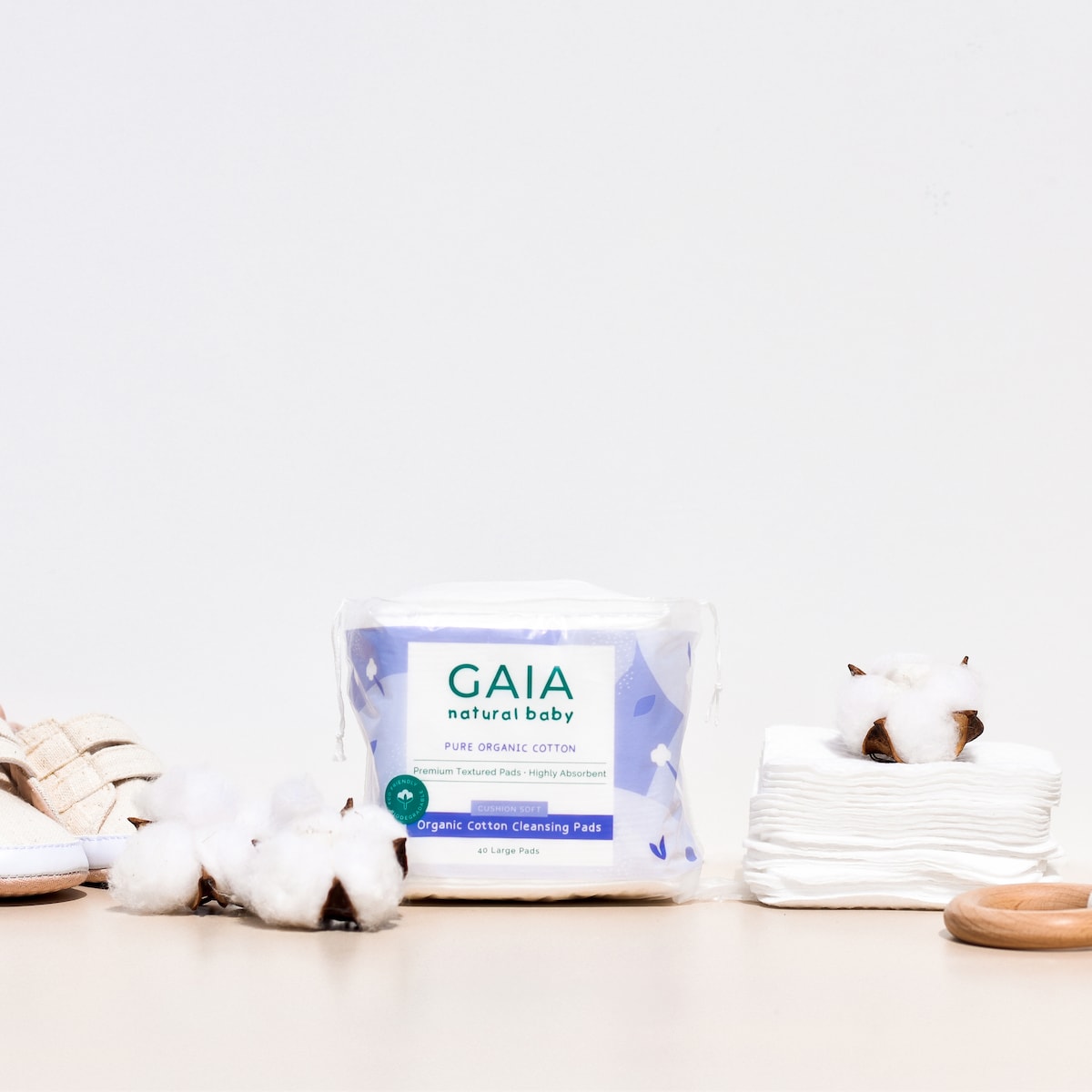 Gaia Natural Baby Organic Cotton Cleansing Pads 40 Large Pads