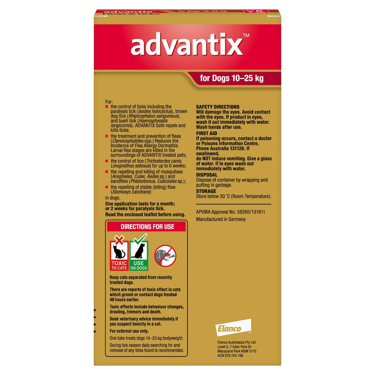 Advantix For Large Dogs 10 - 25Kg Red 6 Pack