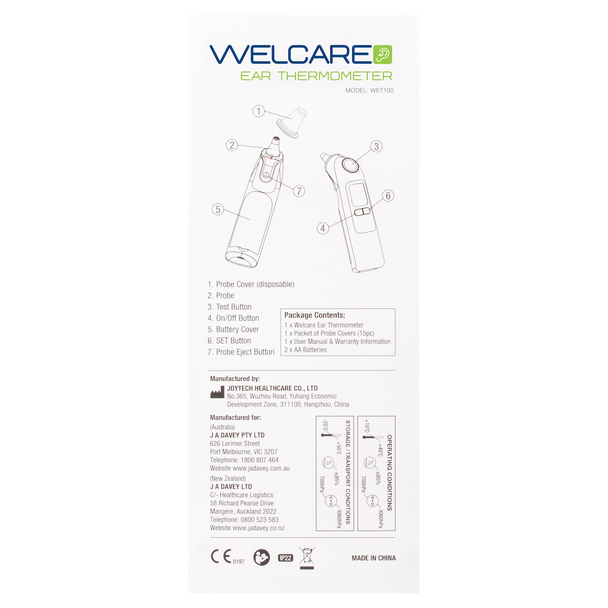 Welcare 2 In 1 Ear Thermometer