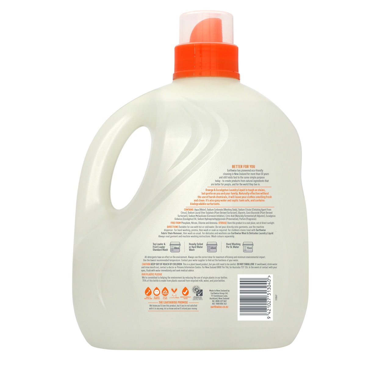 Earthwise Laundry Liquid Orange & Eucalyptus 4L