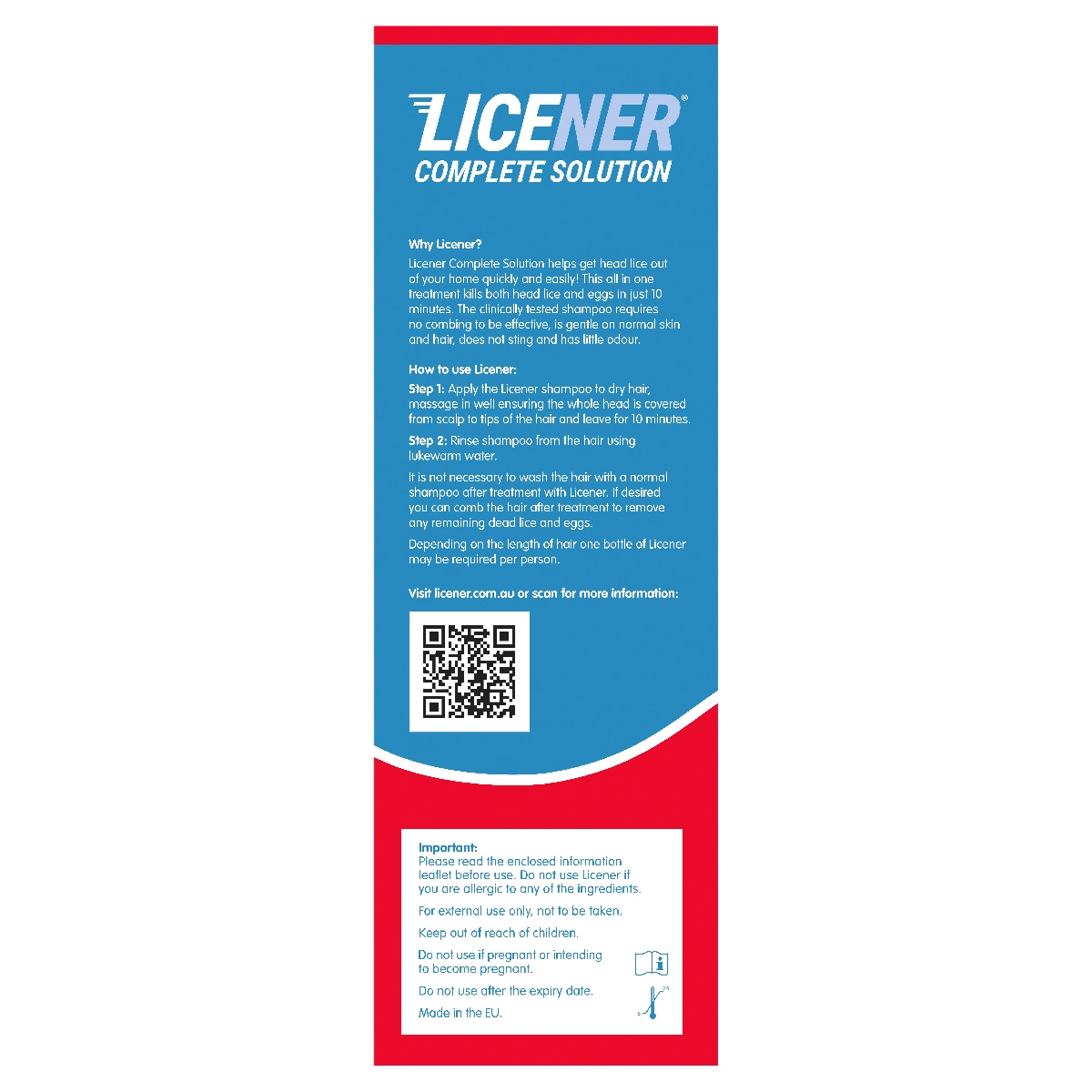 Licener Complete Solution Head Lice Treatment 100Ml