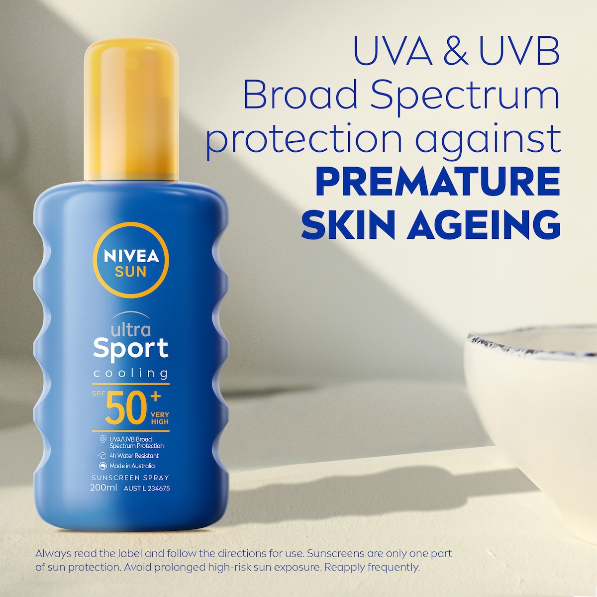 Nivea Sun Ultra Sport Cooling Sunscreen Spray Spf50 200Ml