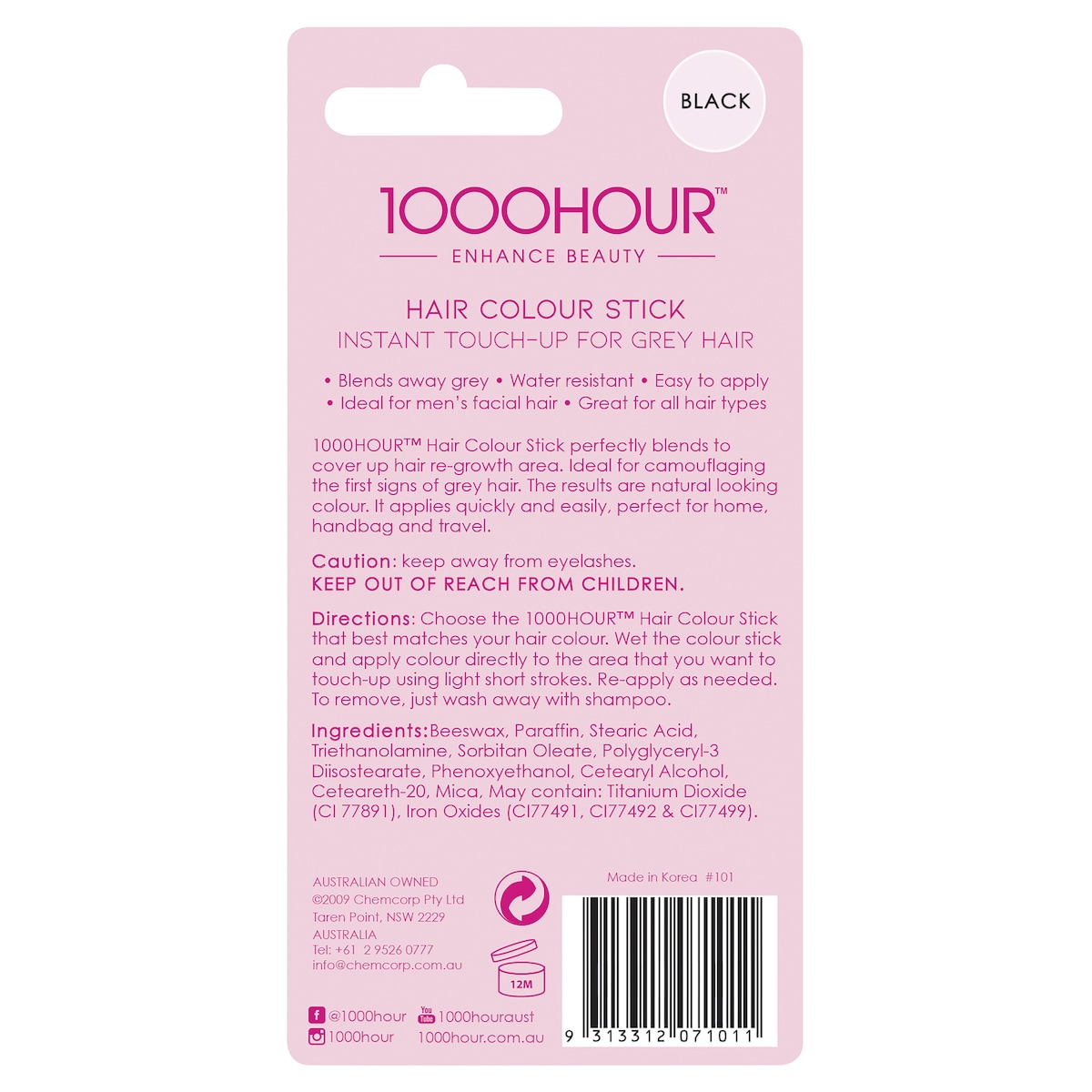 1000 Hour Hair Colour Stick Black