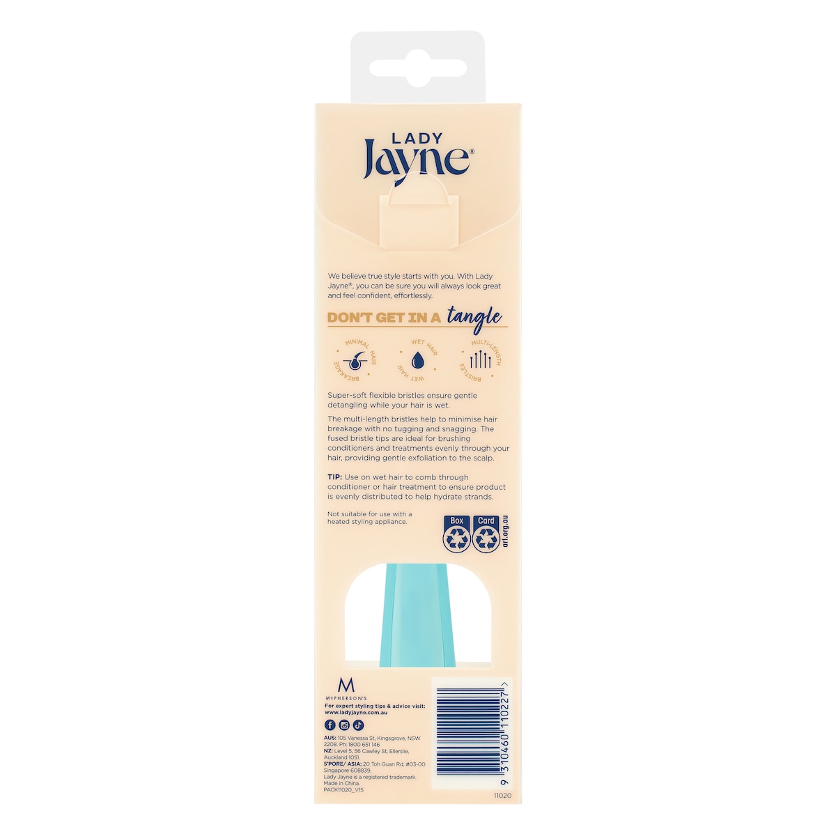 Lady Jayne Tangle Pro Wet Detangling Brush (Colours Selected At Random)