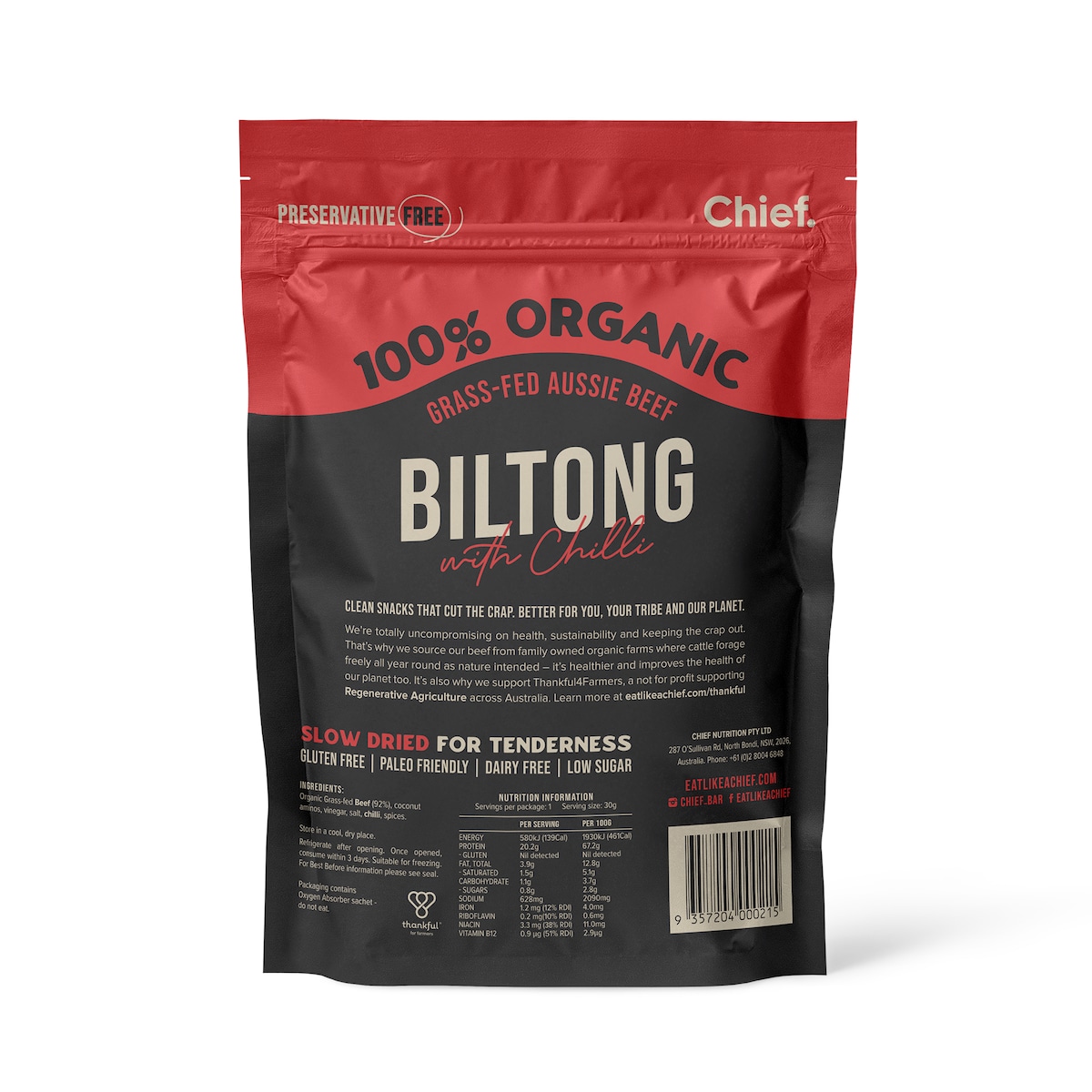 Chief Beef And Chilli Biltong 30G