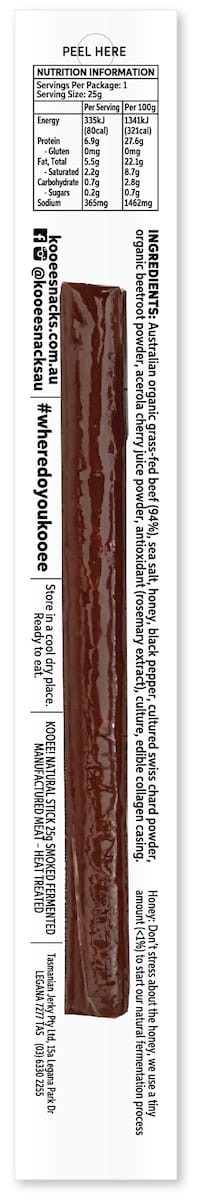 Kooee Sticks Organic Beef Sea Salt 25G