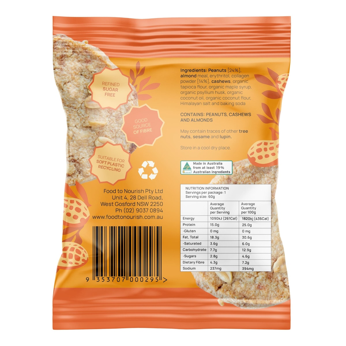 Food To Nourish Protein Cookie Peanut Crunch 60G