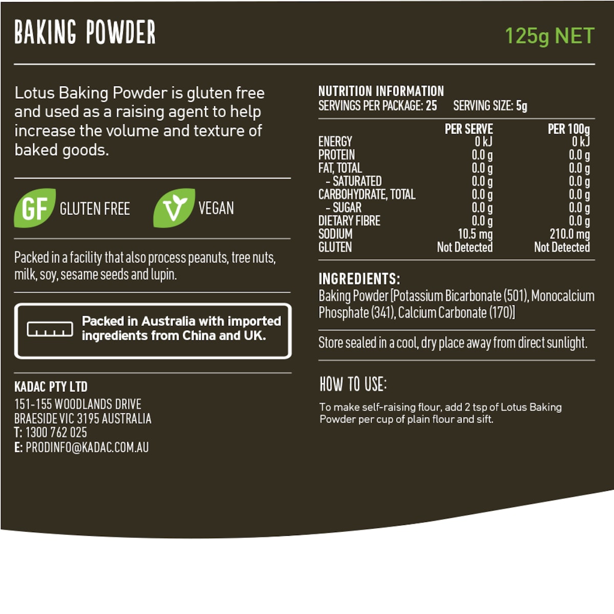 Lotus Baking Powder Gluten Free 125G