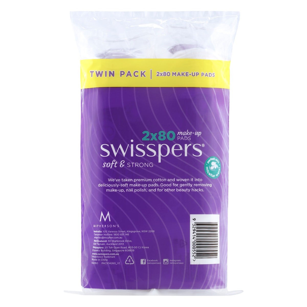 Swisspers Make Up Pads Round 2 X 80 Pack