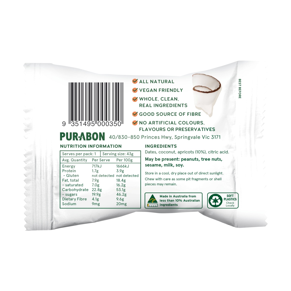 Purabon Apricot Delight Probiotic Ball 43G