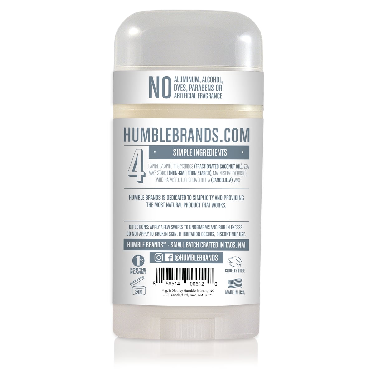 Humble Brands Simply Unscented Vegan/Sensitive Skin Deodorant 70G