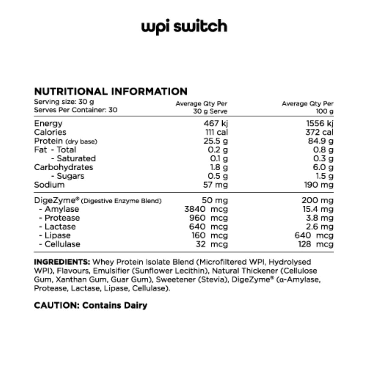 Switch Nutrition Whey Protein Isolate 95 Milk Chocolate 900G