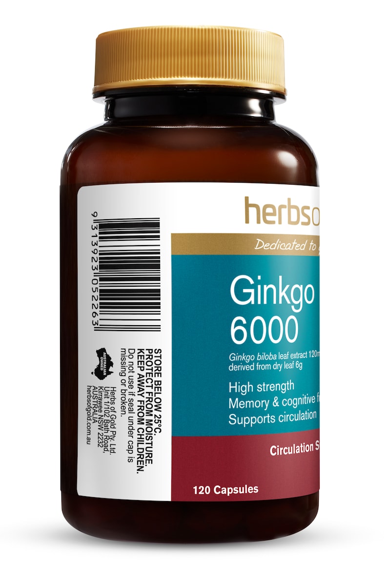 Herbs Of Gold Ginkgo Biloba 6000 120 Capsules