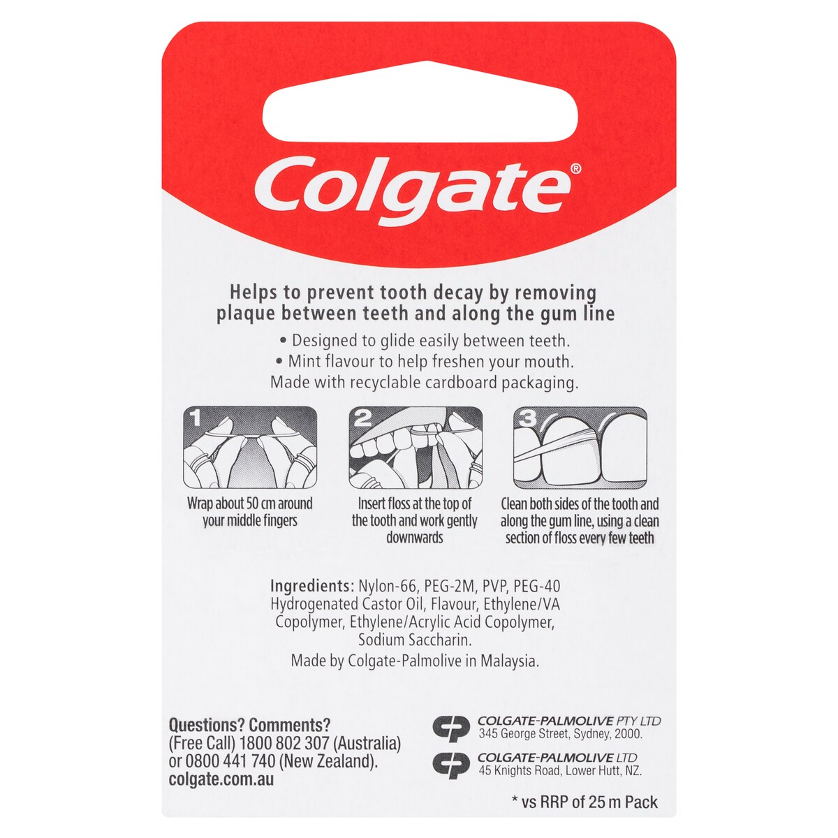 Colgate Total Mint Waxed Dental Floss 100M