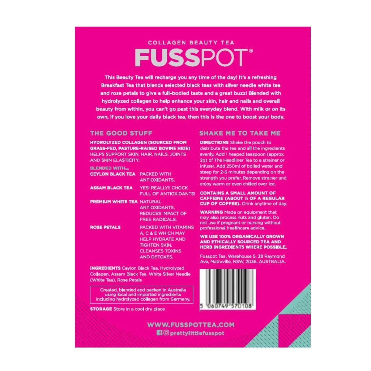 Fusspot Collagen Beauty Tea The Headliner Loose Leaf Tea 70G