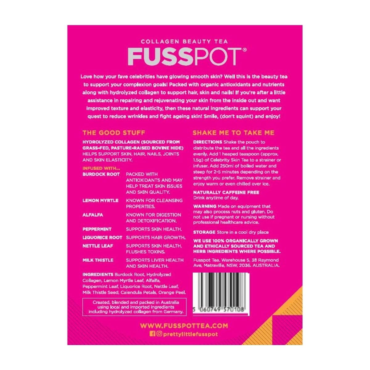 Fusspot Collagen Beauty Tea Celebrity Skin Loose Leaf Tea 50G