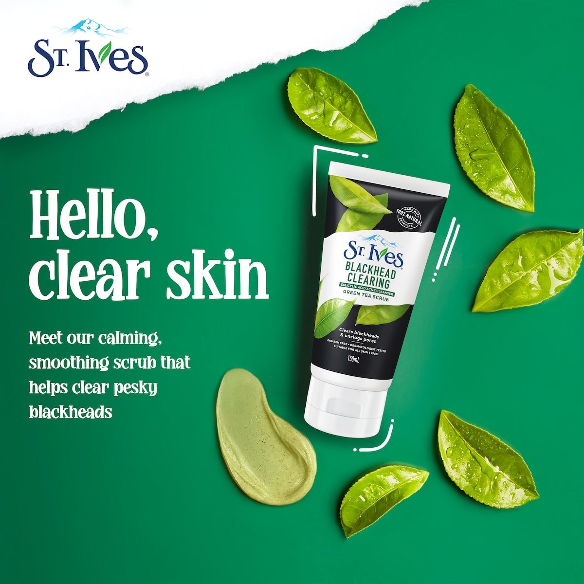 St Ives Blackhead Clearing Green Tea Face Scrub 150Ml