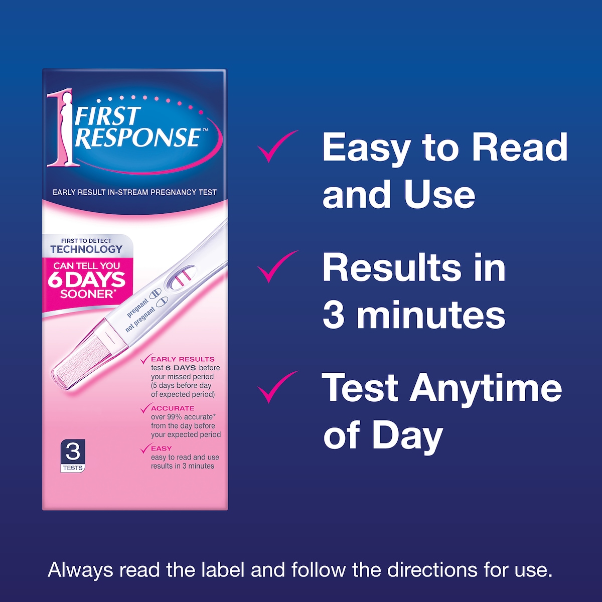 First Response Early Result Instream Pregnancy Test 3 Test