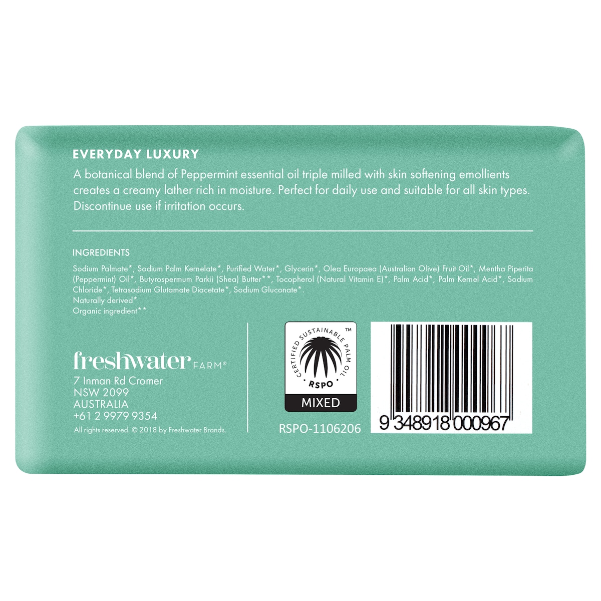 Freshwater Farm Peppermint Oil Body Bar 200G