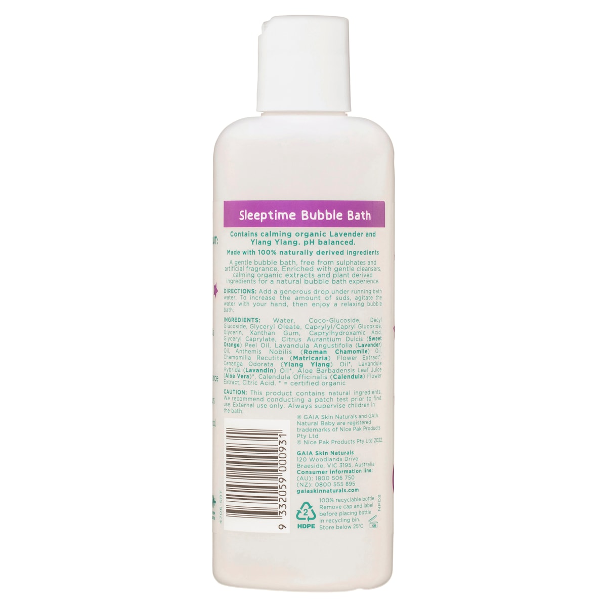 Gaia Natural Baby Sleeptime Bubble Bath 250Ml