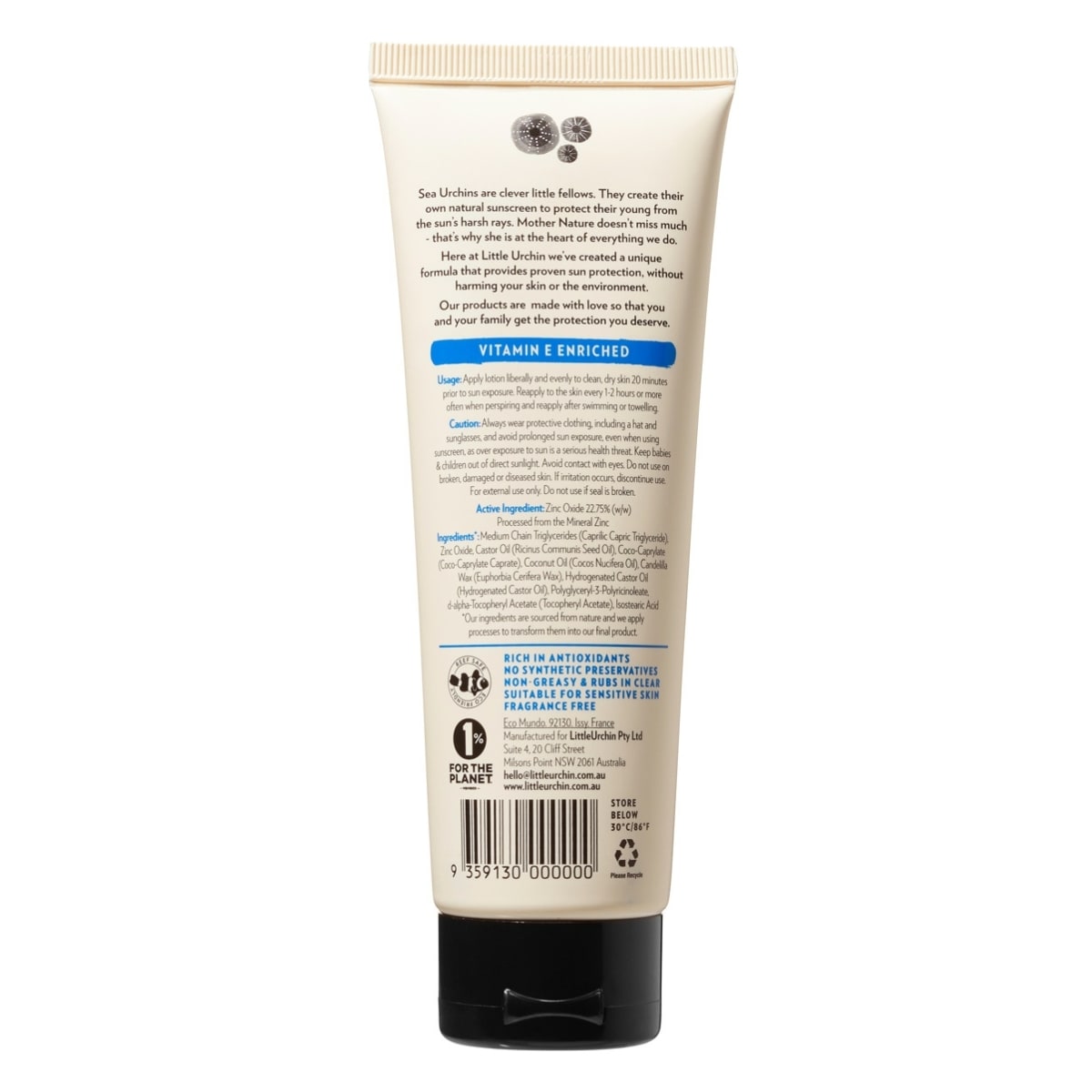 Little Urchin Natural Clear Zinc Sunscreen Spf50 100G