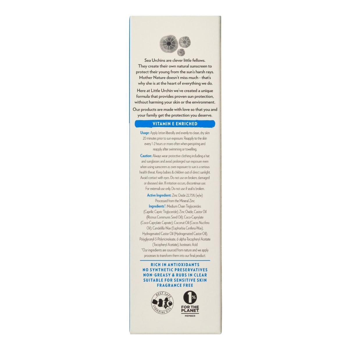 Little Urchin Natural Clear Zinc Sunscreen Spf50 100G