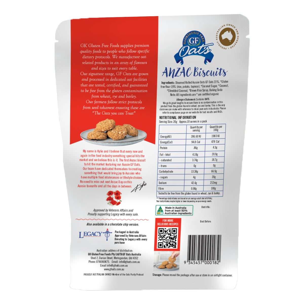 Gloriously Free Anzac Biscuits 200G