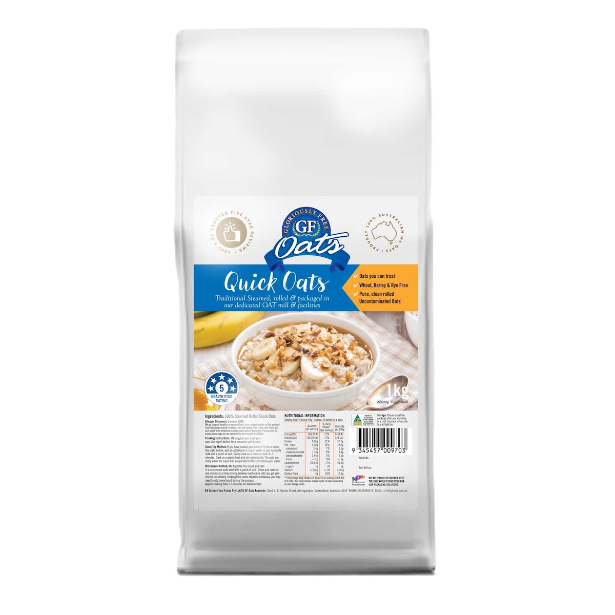 Gloriously Free Quick Oats 450G